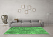 Machine Washable Oriental Emerald Green Industrial Area Rugs in a Living Room,, wshurb2758emgrn