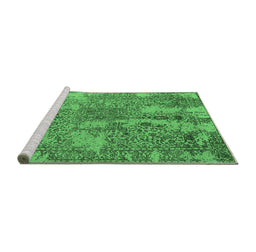 Sideview of Machine Washable Oriental Emerald Green Industrial Area Rugs, wshurb2758emgrn