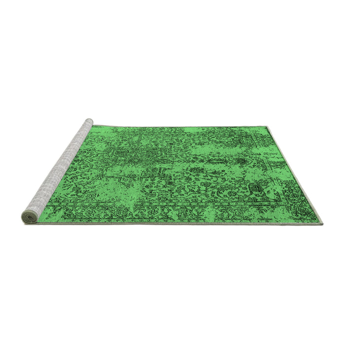 Sideview of Machine Washable Oriental Emerald Green Industrial Area Rugs, wshurb2758emgrn