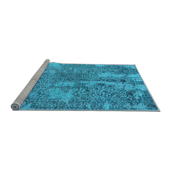 Sideview of Machine Washable Oriental Light Blue Industrial Rug, wshurb2758lblu