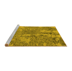 Sideview of Machine Washable Oriental Yellow Industrial Rug, wshurb2758yw