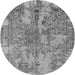 Round Oriental Gray Industrial Rug, urb2758gry