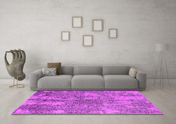 Machine Washable Oriental Pink Industrial Rug in a Living Room, wshurb2758pnk