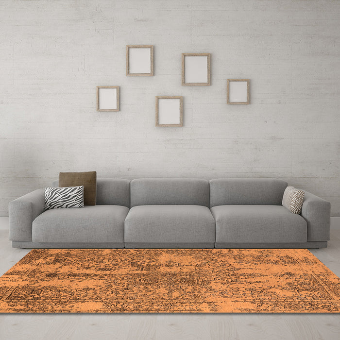 Machine Washable Oriental Orange Industrial Area Rugs in a Living Room, wshurb2759org