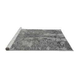 Sideview of Machine Washable Oriental Gray Industrial Rug, wshurb2759gry