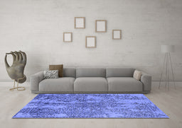 Machine Washable Oriental Blue Industrial Rug in a Living Room, wshurb2759blu