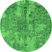 Round Oriental Green Industrial Rug, urb2759grn