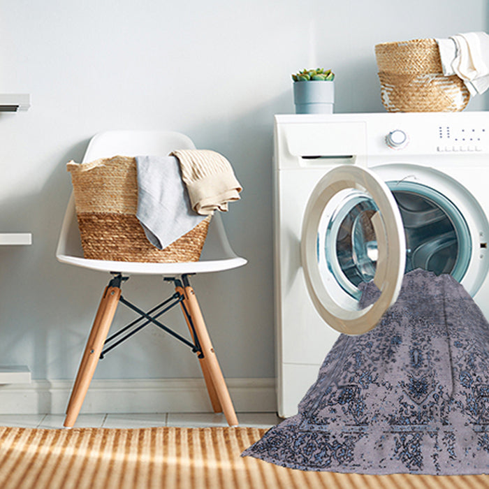 Machine Washable Industrial Modern Wisteria Purple Rug in a Washing Machine, wshurb2759