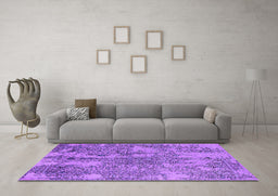 Machine Washable Oriental Purple Industrial Area Rugs in a Living Room, wshurb2759pur
