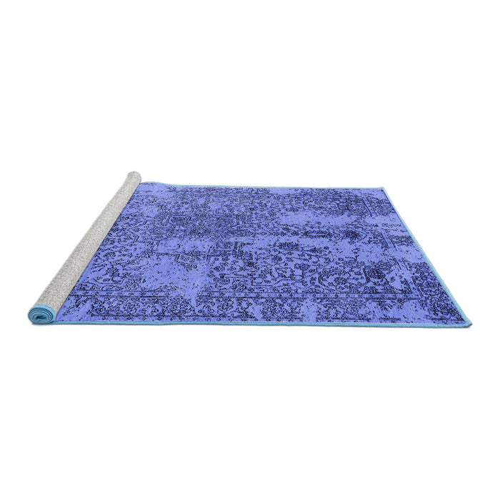 Sideview of Machine Washable Oriental Blue Industrial Rug, wshurb2759blu