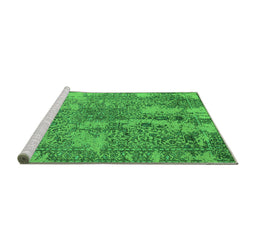 Sideview of Machine Washable Oriental Green Industrial Area Rugs, wshurb2759grn