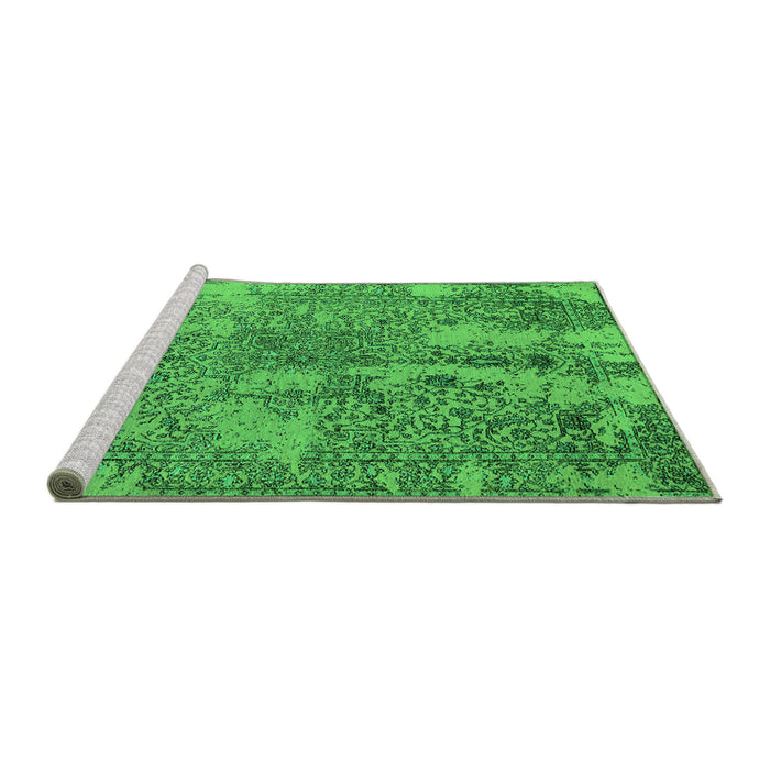 Sideview of Machine Washable Oriental Green Industrial Area Rugs, wshurb2759grn