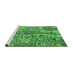 Sideview of Machine Washable Oriental Emerald Green Industrial Area Rugs, wshurb2759emgrn
