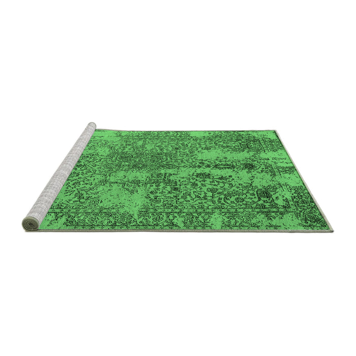 Sideview of Machine Washable Oriental Emerald Green Industrial Area Rugs, wshurb2759emgrn