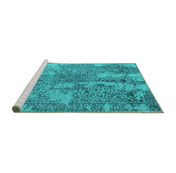 Sideview of Machine Washable Oriental Turquoise Industrial Area Rugs, wshurb2759turq