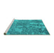 Sideview of Machine Washable Oriental Turquoise Industrial Area Rugs, wshurb2759turq