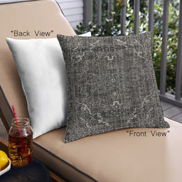 Front View of Mid-Century Modern Urban Square Midnight Gary Throw Pillow, 18 inch by 18 inch, pwurb275