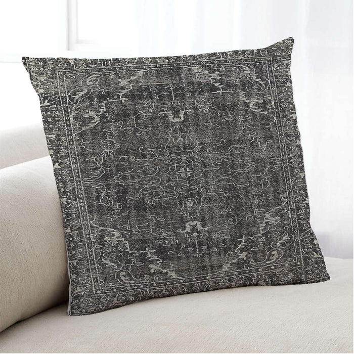 Lifestyle Image of Mid-Century Modern Urban Square Midnight Gary Throw Pillow, 18 inch by 18 inch, pwurb275