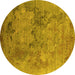 Round Oriental Yellow Industrial Rug, urb2760yw