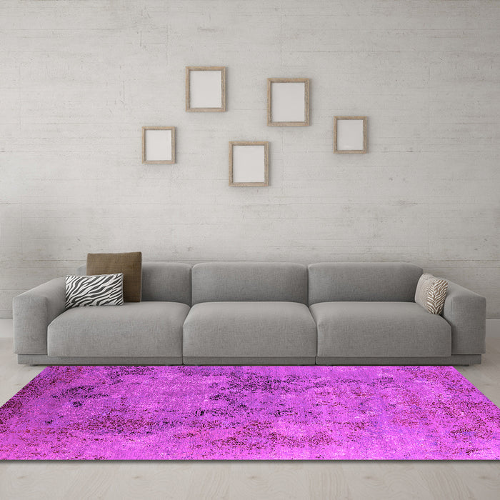 Machine Washable Oriental Pink Industrial Rug in a Living Room, wshurb2760pnk
