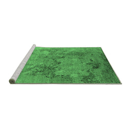 Sideview of Machine Washable Oriental Emerald Green Industrial Area Rugs, wshurb2760emgrn