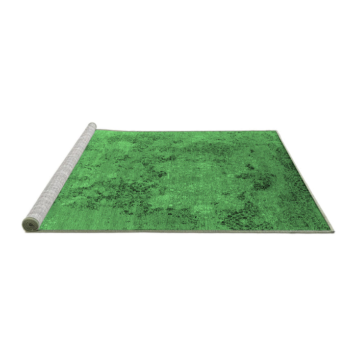 Sideview of Machine Washable Oriental Emerald Green Industrial Area Rugs, wshurb2760emgrn