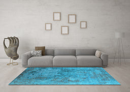Machine Washable Oriental Light Blue Industrial Rug in a Living Room, wshurb2760lblu