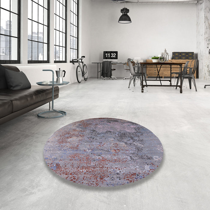 Round Machine Washable Industrial Modern Viola Purple Rug in a Office, wshurb2760