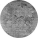 Round Machine Washable Oriental Gray Industrial Rug, wshurb2760gry