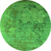 Round Machine Washable Oriental Green Industrial Area Rugs, wshurb2760grn