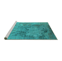 Sideview of Machine Washable Oriental Turquoise Industrial Area Rugs, wshurb2760turq