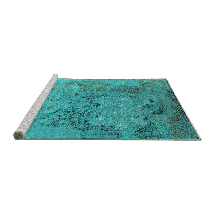 Sideview of Machine Washable Oriental Turquoise Industrial Area Rugs, wshurb2760turq