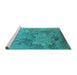 Sideview of Machine Washable Oriental Turquoise Industrial Area Rugs, wshurb2760turq