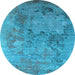 Round Oriental Light Blue Industrial Rug, urb2760lblu