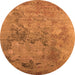 Round Oriental Orange Industrial Rug, urb2760org