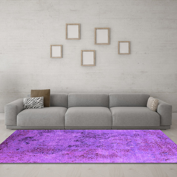 Machine Washable Oriental Purple Industrial Area Rugs in a Living Room, wshurb2760pur