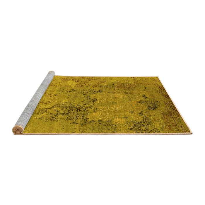 Sideview of Machine Washable Oriental Yellow Industrial Rug, wshurb2760yw