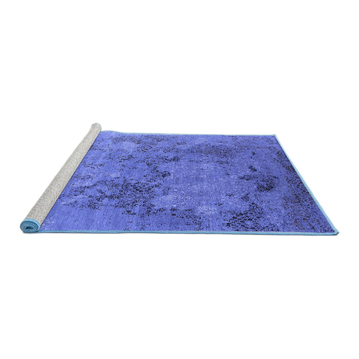 Sideview of Machine Washable Oriental Blue Industrial Rug, wshurb2760blu