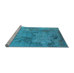 Sideview of Machine Washable Oriental Light Blue Industrial Rug, wshurb2760lblu