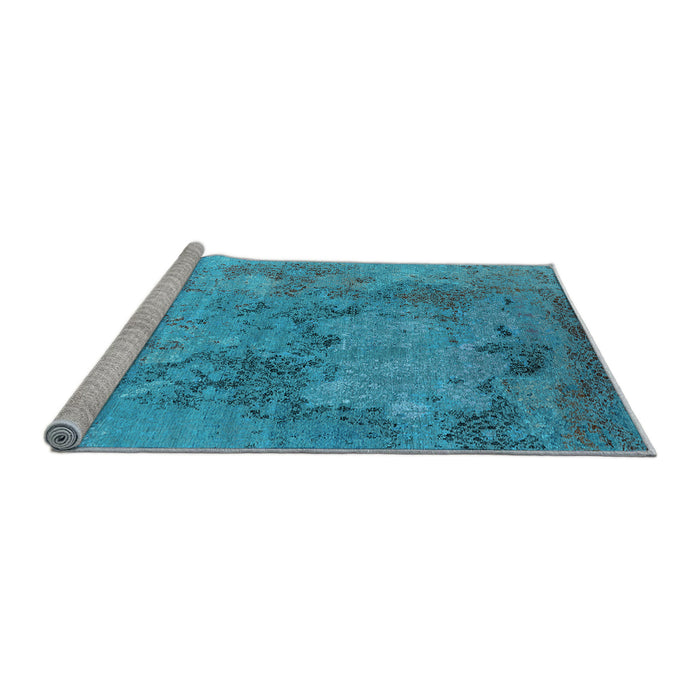 Sideview of Machine Washable Oriental Light Blue Industrial Rug, wshurb2760lblu