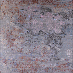 Square Machine Washable Industrial Modern Viola Purple Rug, wshurb2760