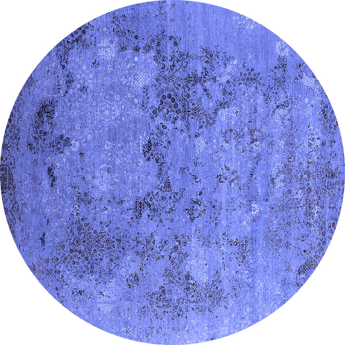 Round Oriental Blue Industrial Rug, urb2760blu