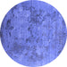 Round Oriental Blue Industrial Rug, urb2760blu