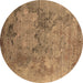 Round Oriental Brown Industrial Rug, urb2760brn