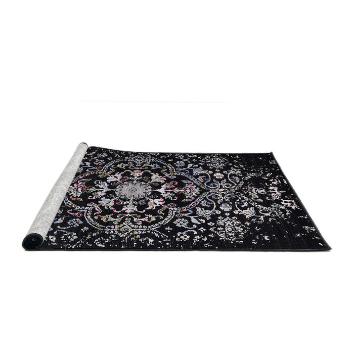 Sideview of Machine Washable Industrial Modern Black Rug, wshurb2761