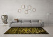 Machine Washable Oriental Yellow Industrial Rug in a Living Room, wshurb2761yw