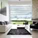 Square Machine Washable Industrial Modern Black Rug in a Living Room, wshurb2761