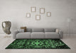 Machine Washable Oriental Emerald Green Industrial Area Rugs in a Living Room,, wshurb2761emgrn