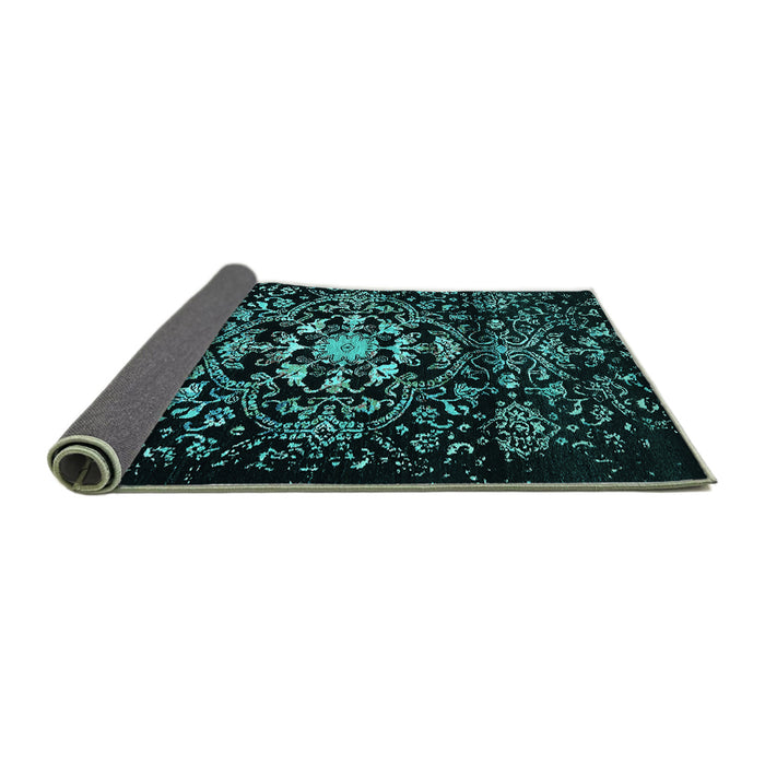 Sideview of Oriental Turquoise Industrial Rug, urb2761turq