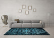 Machine Washable Oriental Light Blue Industrial Rug in a Living Room, wshurb2761lblu